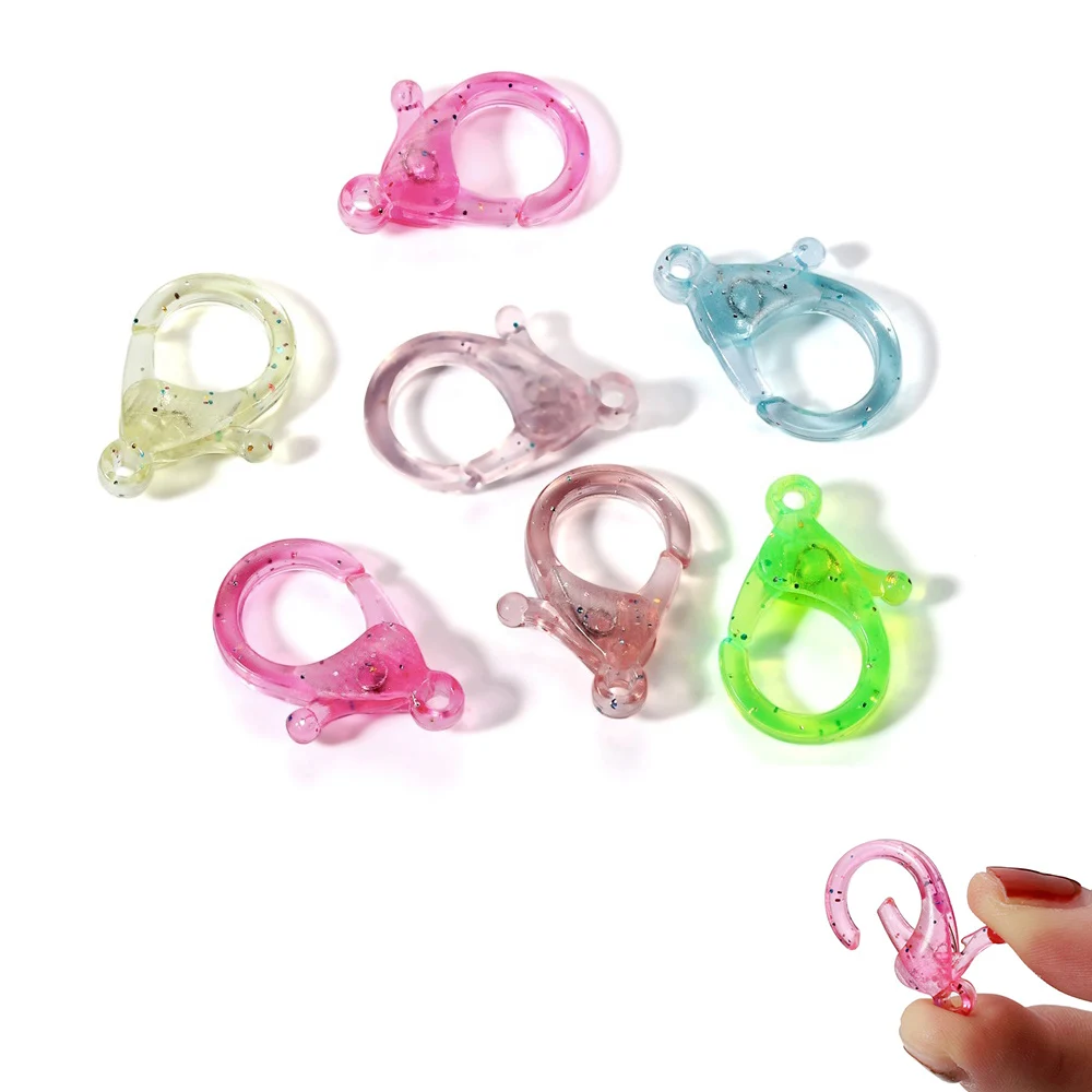 Gancho de plástico transparente para cadena de llaves, gancho de langosta, Clips, conector para cadena de llaves, DIY, suministros de joyería,