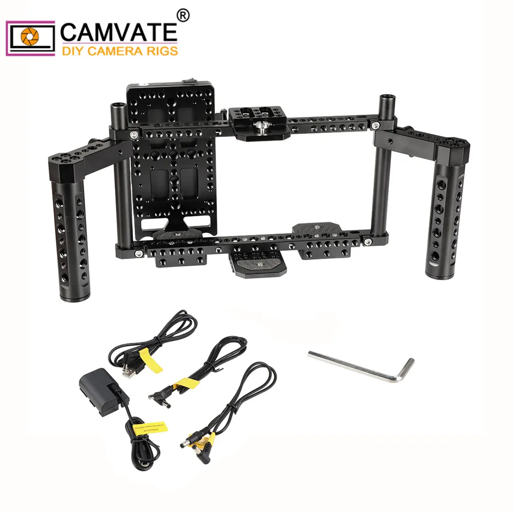 CAMVATE Adjustable Director\'s Monitor Cage Rig With Dual Cheese Handle Grip & V lock Quick Release Mounting Plate For 7\