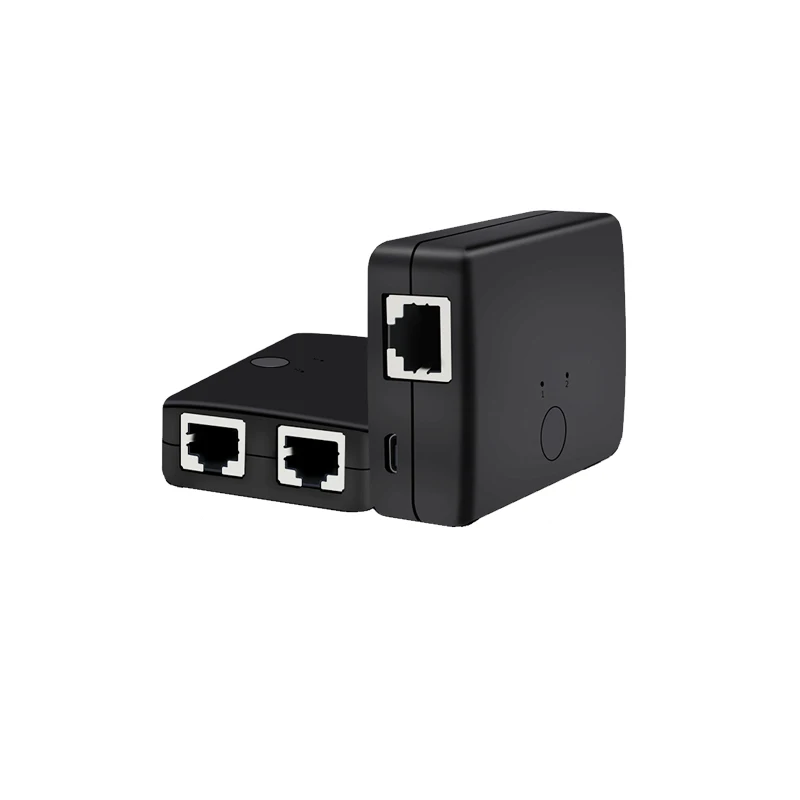 2 Port RJ45 Network Switch Electronic Network Cable Sharing Device  Internal and External  2 input 1output