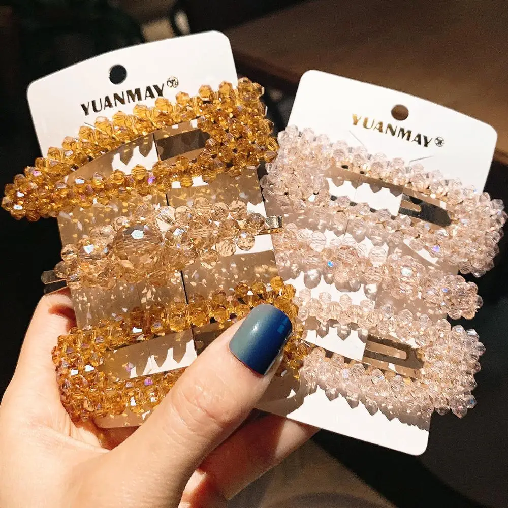 Fashion Women Rhinestone Hair Clips Full Crystal Hairclip Metal Ponytail Holder Hairpins Hair Accessories For Women