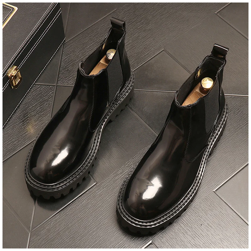 mens fashion wedding party dress chelsea boots trend platform shoes original leather bottes homme handsome ankle botas zapatos