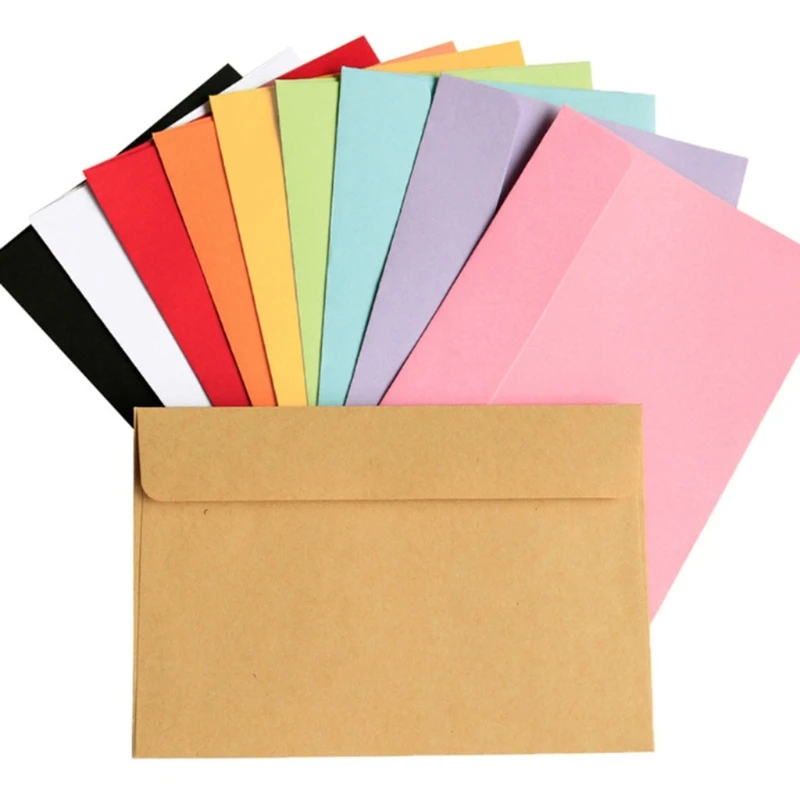 Retro Kraft Paper Envelope A6 Papers Postcard Invitation Letter Cash Organizer Bag Vintage Colored Envelope Set of 10 pcs