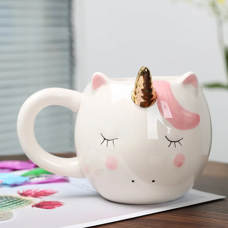 

Milk Cup Cute Water Cup Cartoon Style Unicorn Ceramic Breakfast Juice Coffee Mug Home Student Couple Gift Drinkware Tableware