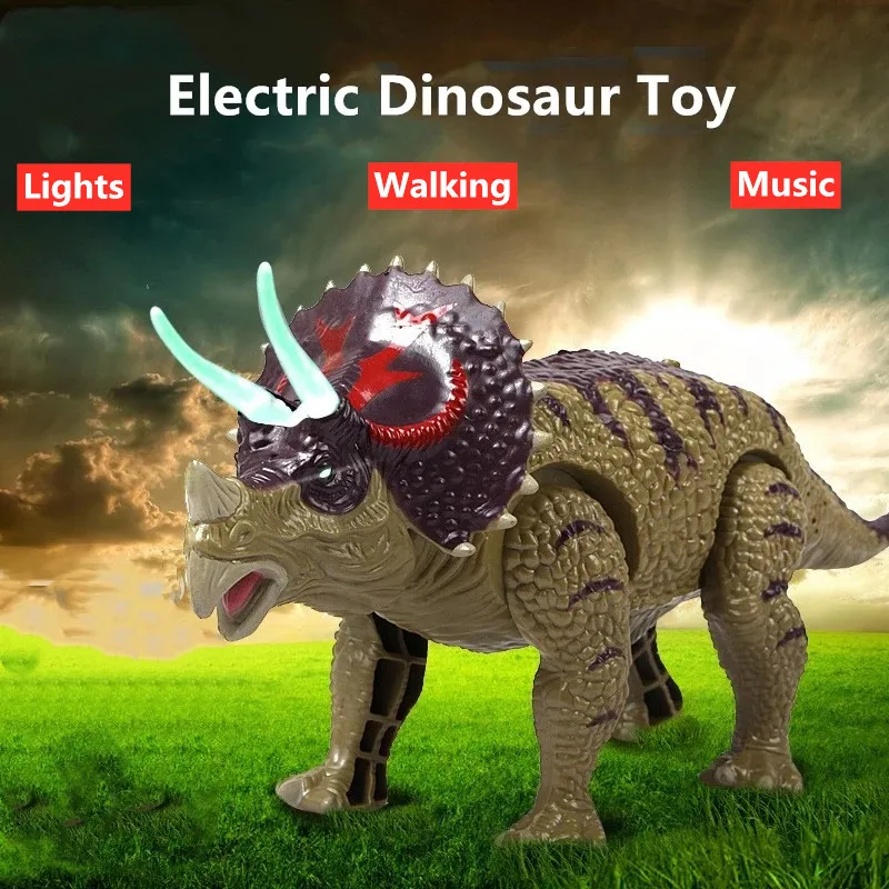 

Electric Walking Robot Dinosaur Simulation Walk Sounds Flash Lights Dinosaur Pet Toy Music Driving mouth opens up and down Gifts