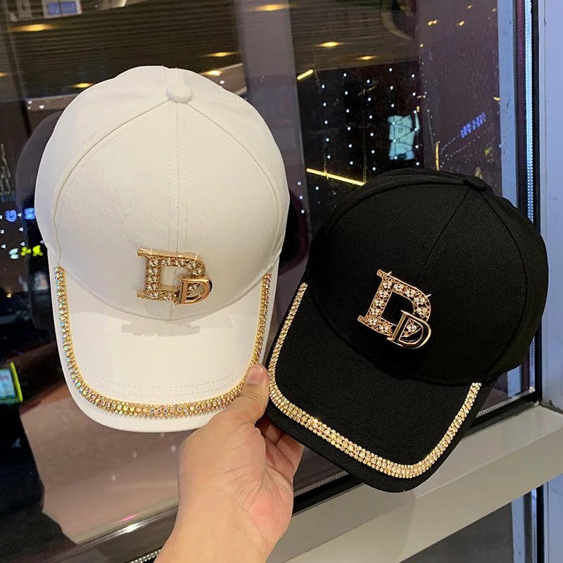 Spring Shiny Rhinestone Letters Casual Baseball Cap Woman 2021 Summer Trend Hat Outdoor Sunscreen Sun Hat for Women