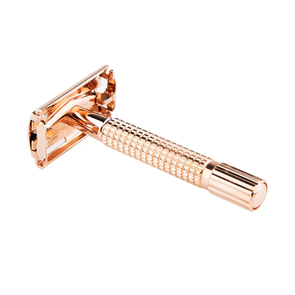 Men's Classic Manual Short Handle Razor Double-sided Razors Rose Gold Travel Portable Razor #9306G
