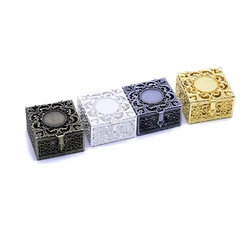 QIGO Metal Hollow Rosary Necklace Boxes Gift Religious Jewelry Carrying Cases