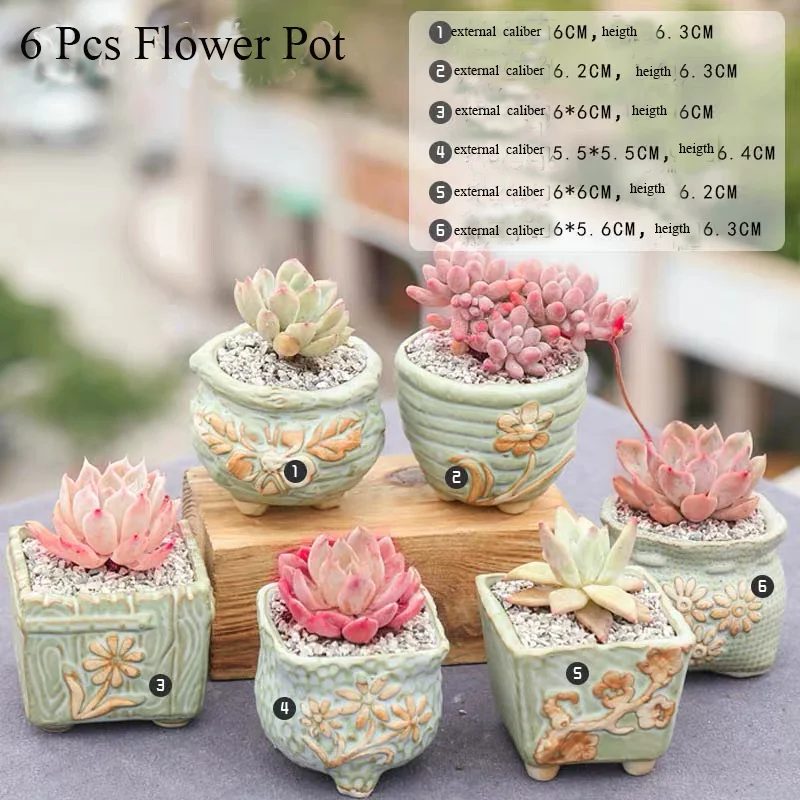 

Flower Pot Succulent Cactus Pot Plant Garden Ceramic Planter Mini Pots Outdoor Garden Home Decor windowsill 6 Pcs