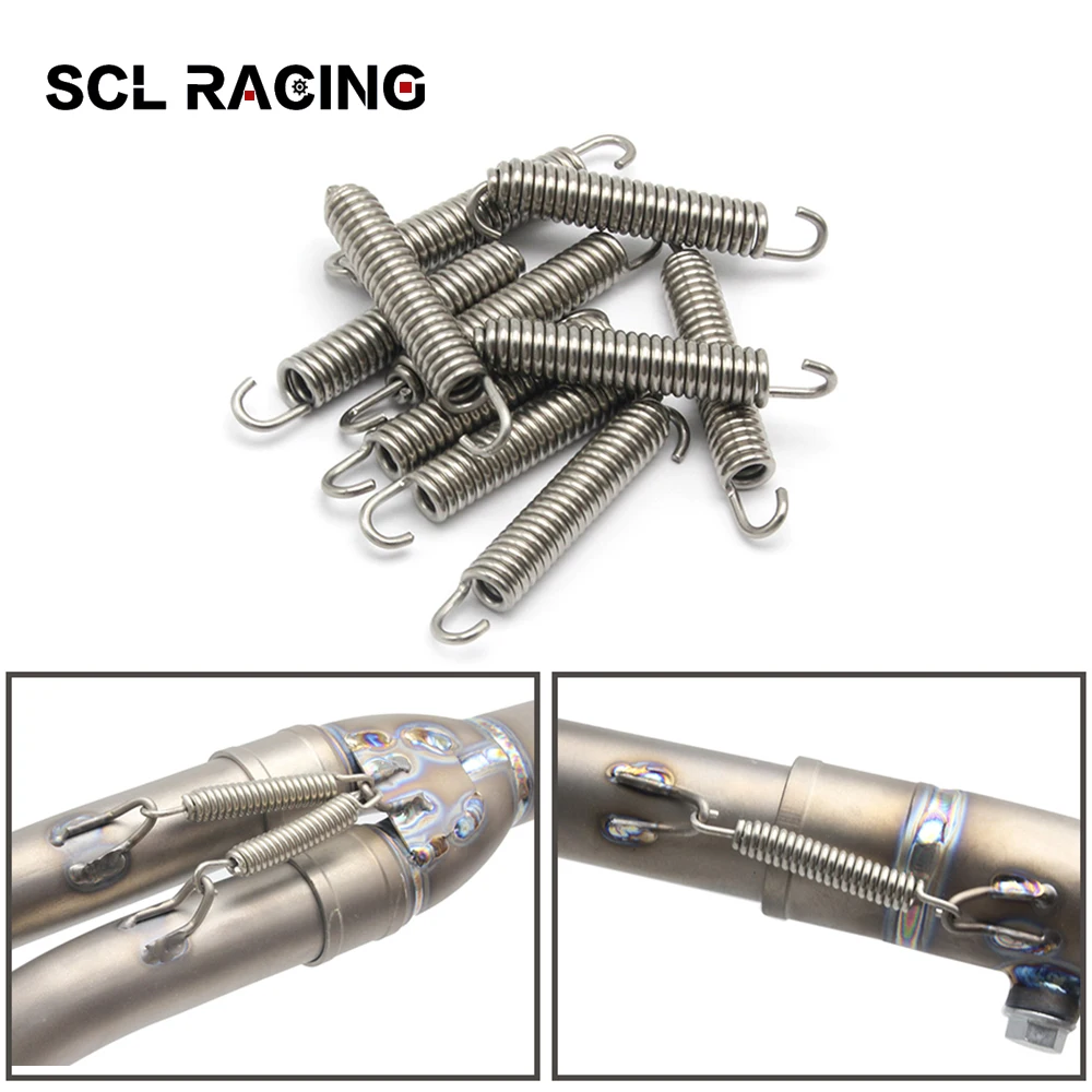 Alconstar Racing 2/6/10pcs Motorcycle Stainless Steel Exhaust Pipe Muffler Mounting Spring Hooks Link Pipes Fully Rotatable New