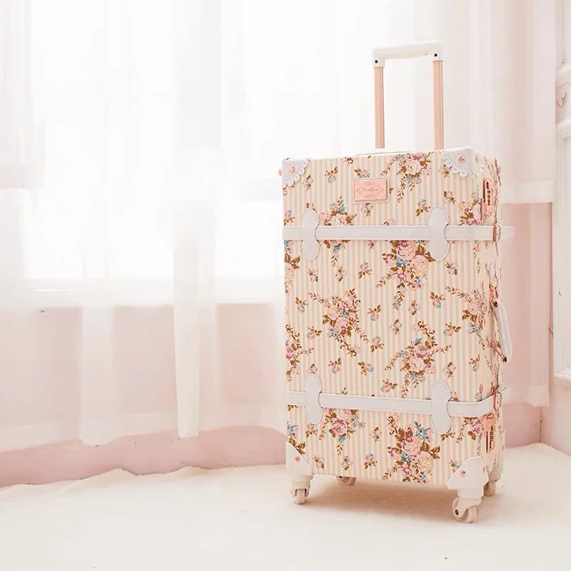 Mode populaire perfecte Trolley Koffer Vrouwen Bloemen 20/22/24/26 inch stijlvolle Rolling Bagage met handtas merk reizen valise