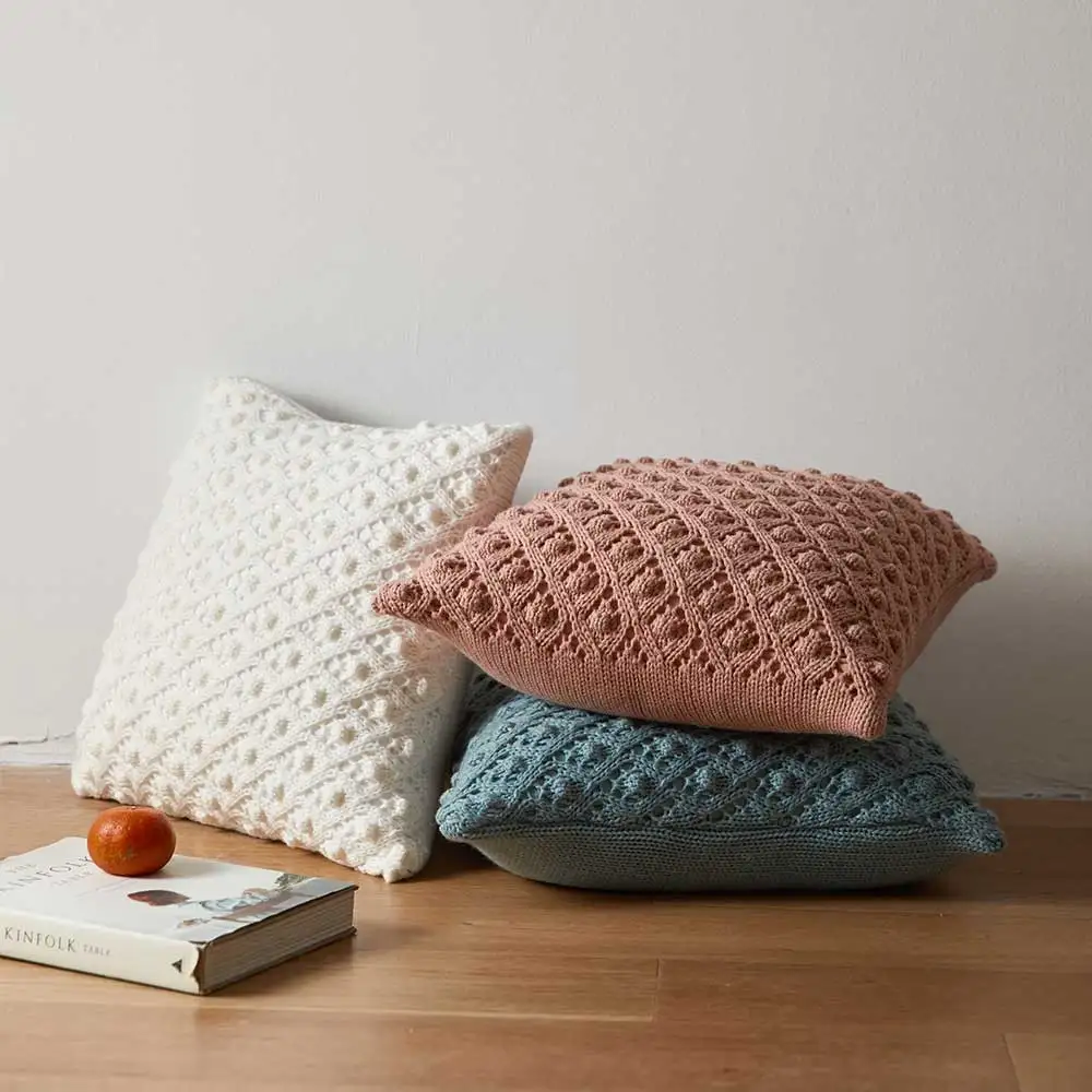 Soft Cushion Cover 45x45cm Mustard Yellow Pink Beige Grey Pillow Cover Knit Home decoration Square Pillow Case For sofa Bed