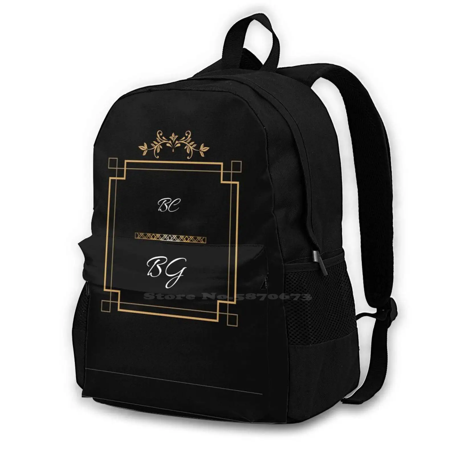 Stay Yourself Teen College Student Backpack Laptop Travel Bags Class Chic Luxury Humor Gilding Gold Baroque Rococo