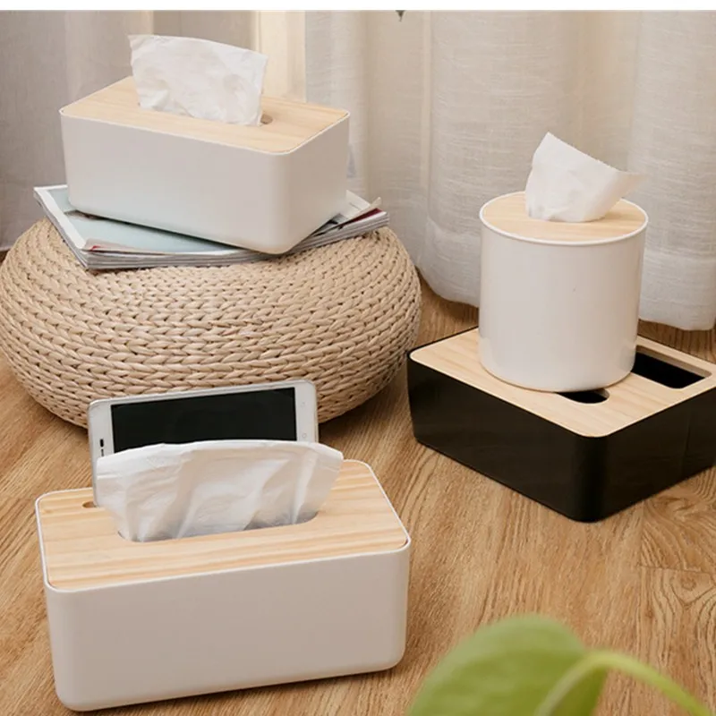 

Tissue Box Modern Wooden Cover Napkins Holder Case Home Organizer Decoration Tools