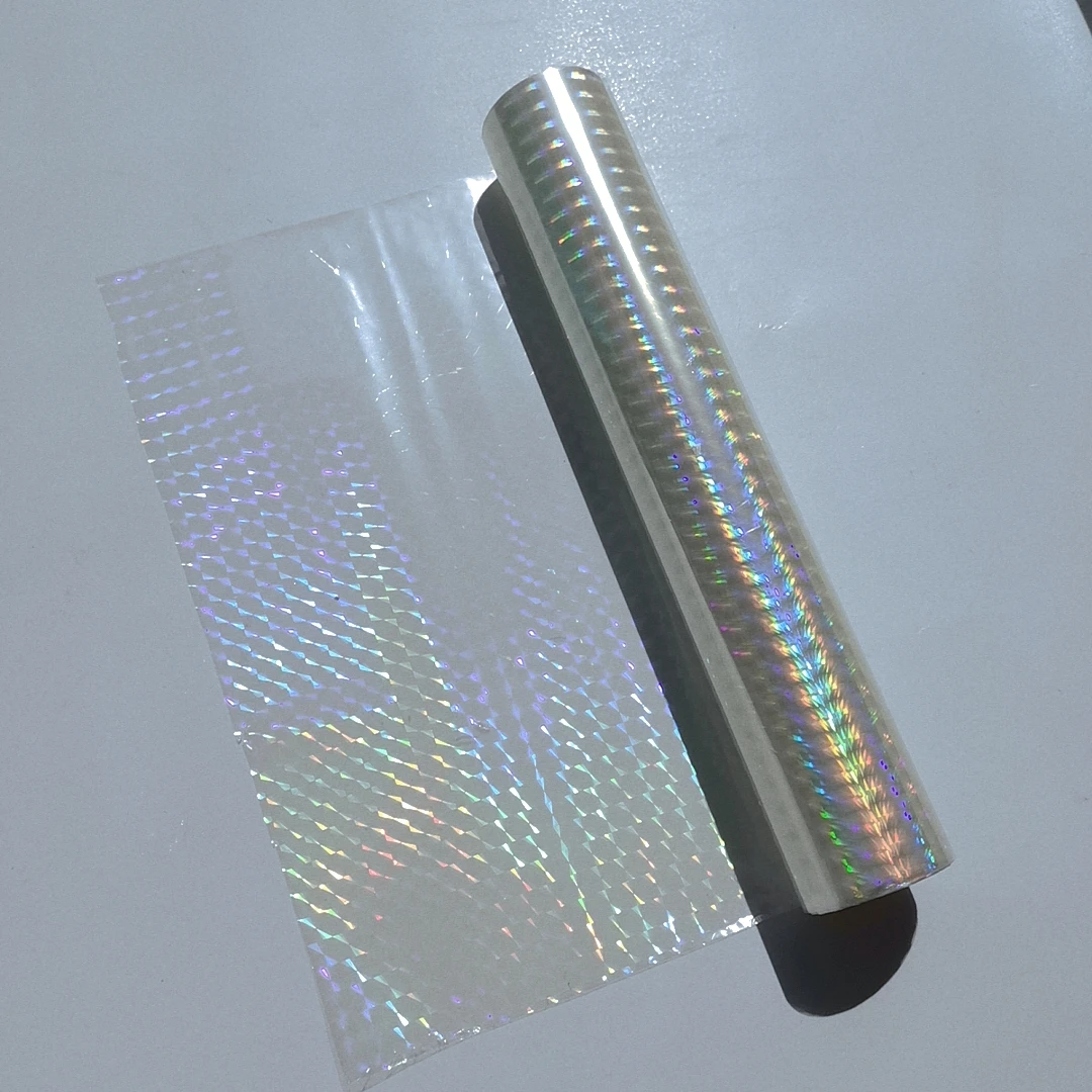 21cm X 120m Hot Stamping Foil Paper Holographic Grid Style Transparent On Box or Plastic DIY Package