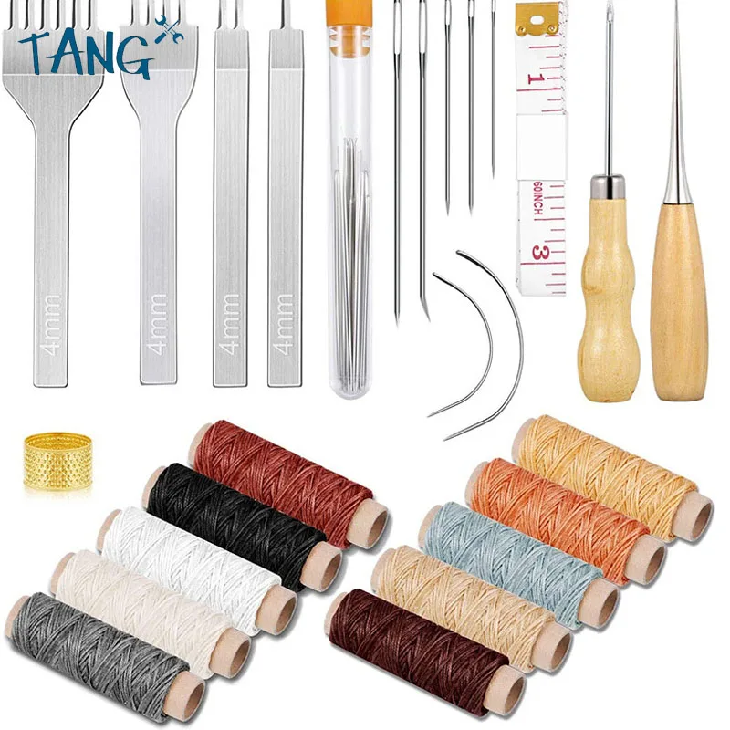 24/25 Pieces Leather Sewing Tools DIY Carving Working Stitching Craft Kit Leather Accessories For Beginner Leather Craft Tools