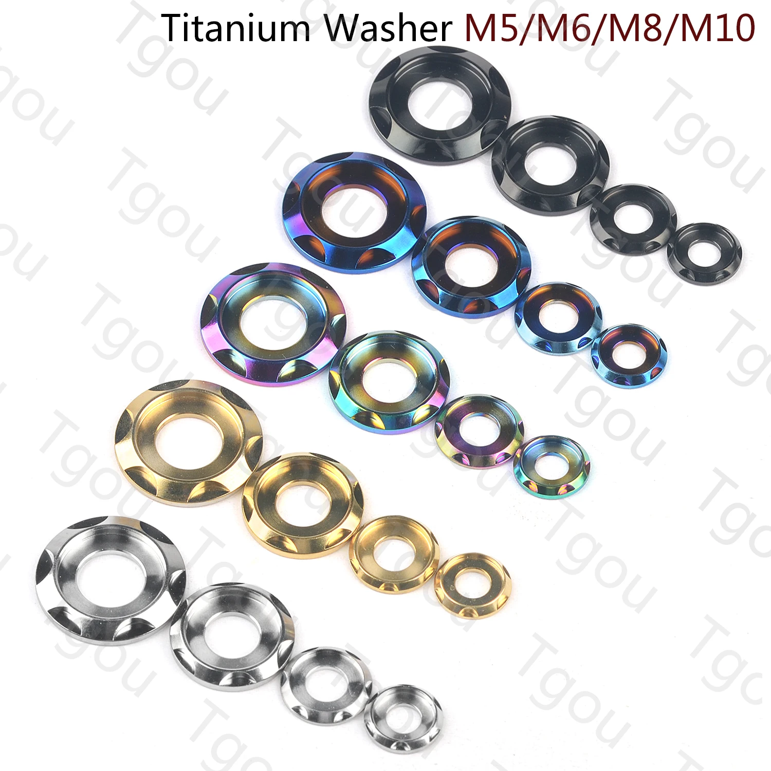 Tuou mesin cuci Titanium M5 M6 M8 M10, Spacer untuk sepeda motor mobil, Gasket dekoratif mewah