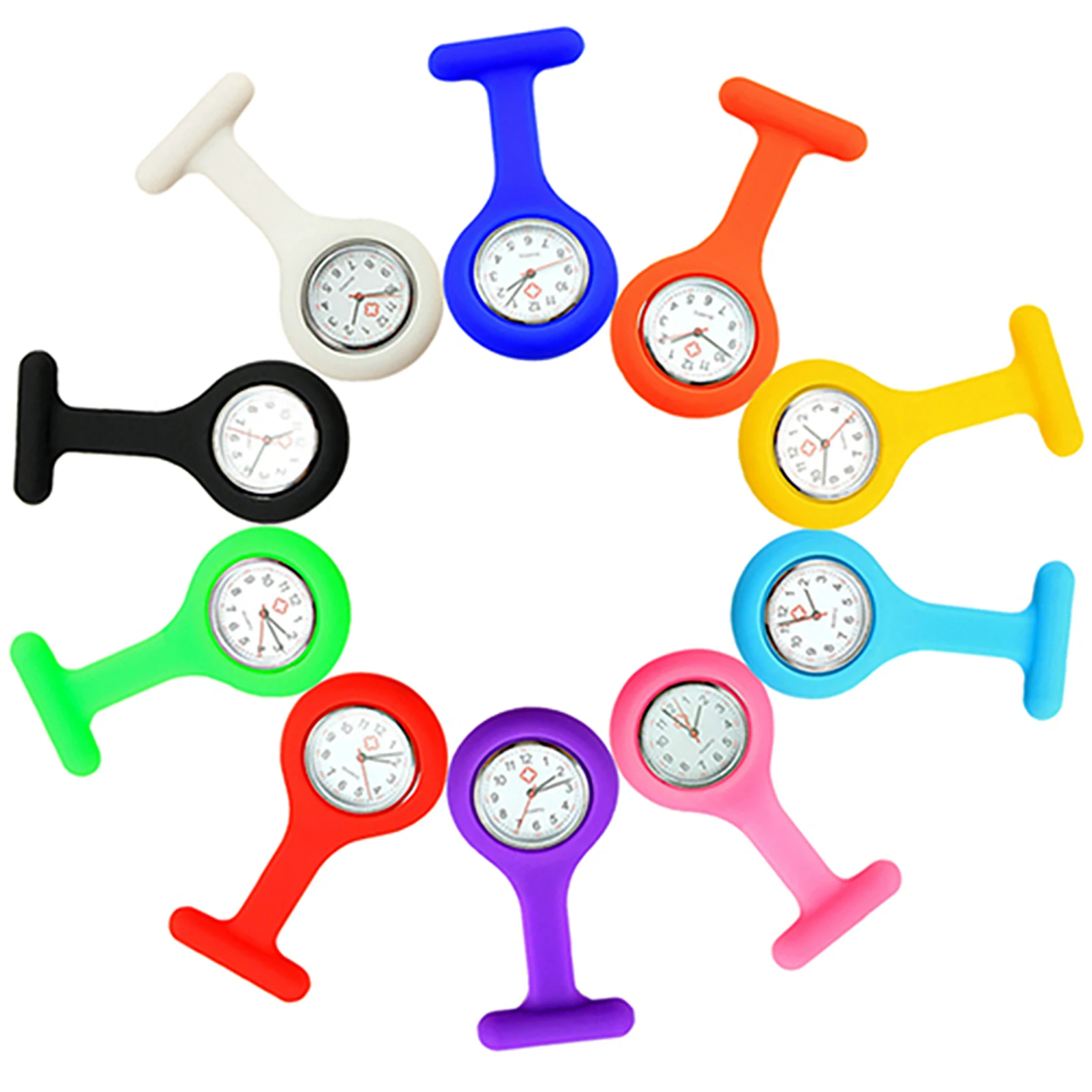 Reloj de enfermera de silicona para hombre y mujer, Mini reloj de bolsillo médico con pasadores bloqueables, relojes de cuarzo colgantes