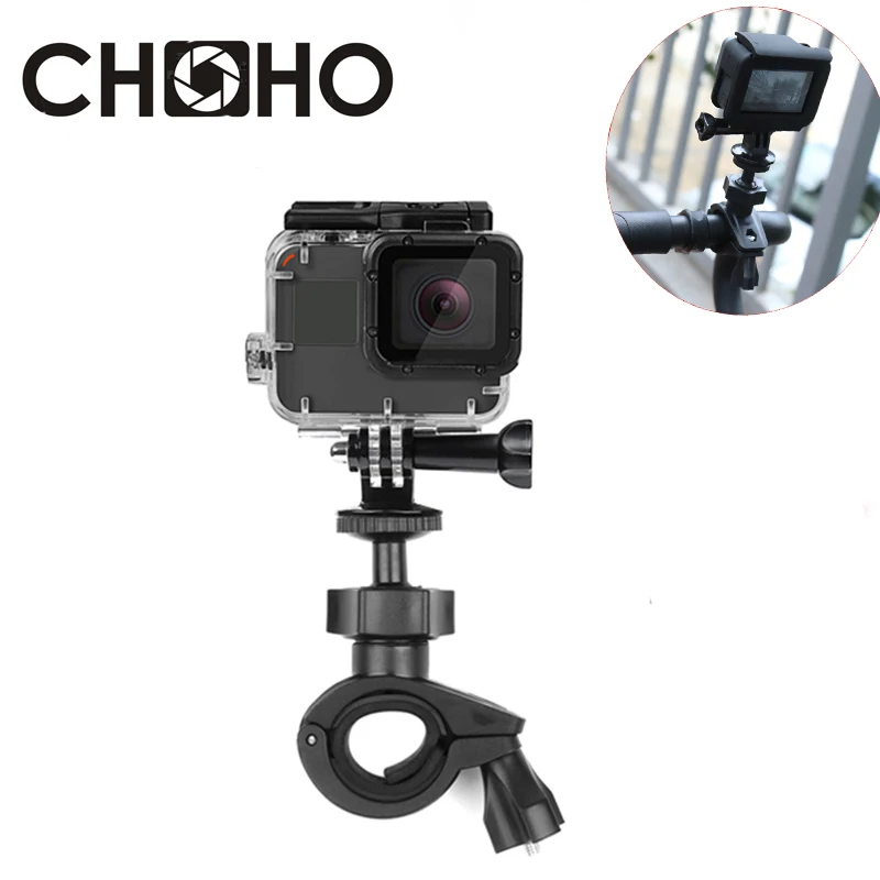 O شكل المقود دراجة المشبك جبل ل GoPro بطل 9 8 10 الأسود شاومي يي 4K Sjcam Sj4000 Eken الدراجات ل الذهاب برو 7 5 ملحق