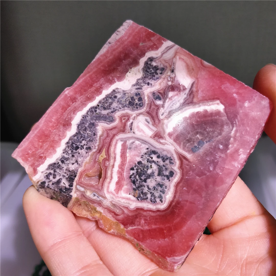 Natural Raw Rhodochrosite Crystal Slab Gemstones Mineral Specimens Flat Slices Yoga Decor Indie Jewelry Expensive Stones Selling