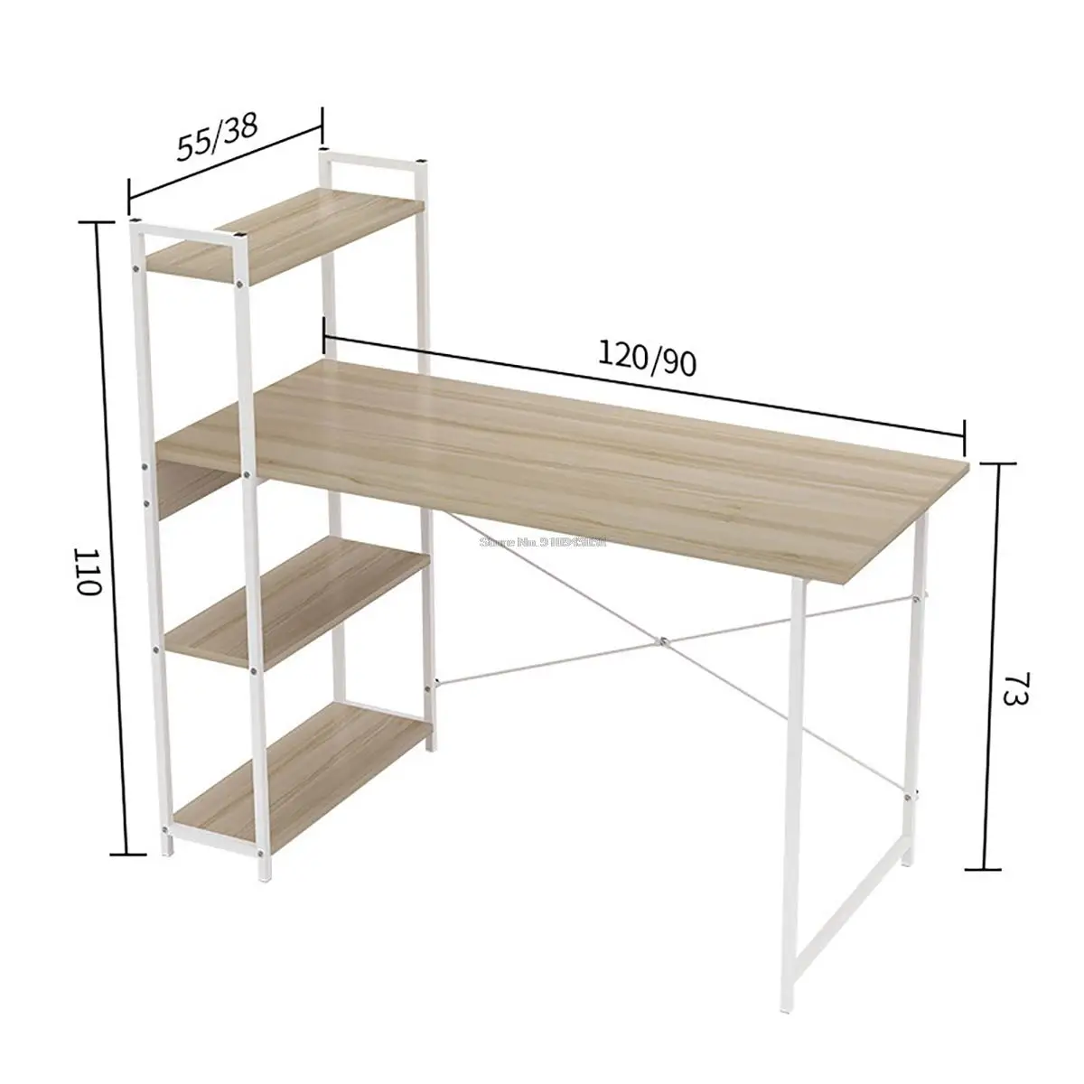 Scrivania per Computer portatile aggiornata 47 "scrivania per Computer in stile moderno con libreria a 4 livelli per l'home Office che studia il soggiorno