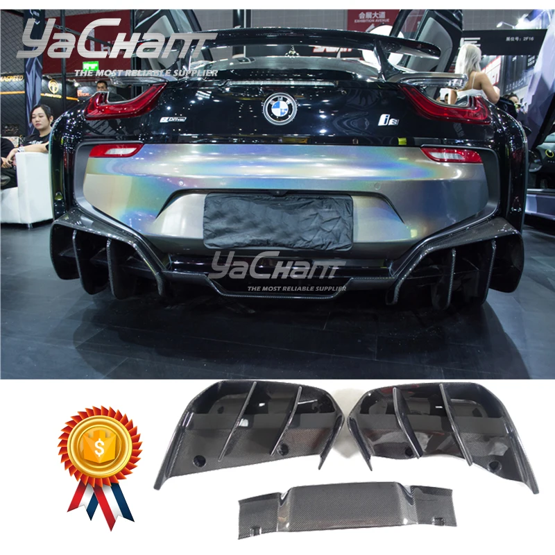 

Car-Styling High Quality CF Carbon Fiber Rear Diffuser Fit For 2014-2017 i8 Electric BESK Style Rear Diffuser