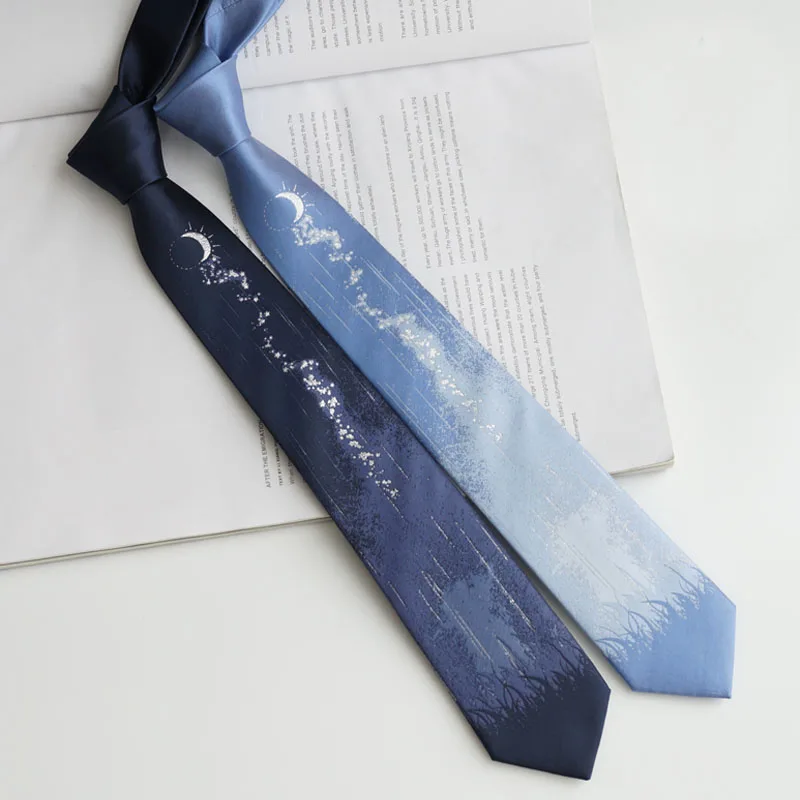 Free Shipping New Male men's Original design female students necktie [Future can be expected] Hot silver blue 7CM