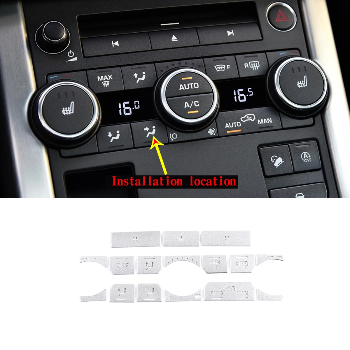 Aluminum Alloy for Land Rover Range Rover Evoque 12-18 Air Conditioning Button Stickers Silver Car Interior Accessories 2 style