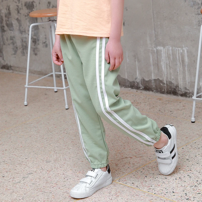 Summer Straight Children Trousers New Kids Casual Pants for Boys 2-10 Years Thin Soft Side Tripe Girls & Boys Pants