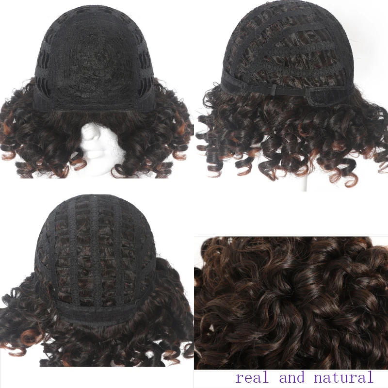 MSIWIGS Women's Short Black Ombre Brown Wig