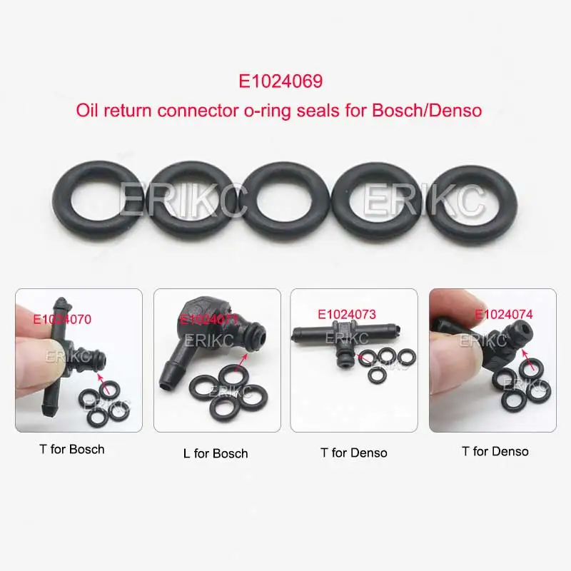 E1024069 Common Rail Diesel Injector Return Oil Backflow Pipe Rubber O-ring for Denso Bosch 110 Series Injector 10pcs/Bag