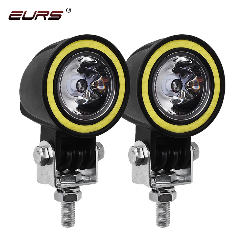 EURS LED Motorcycle Headlight Angel Eye 1800LM moto spotlight LED Driving Fog Spot Head Light Auxiliary Led Motorbike Spotlights