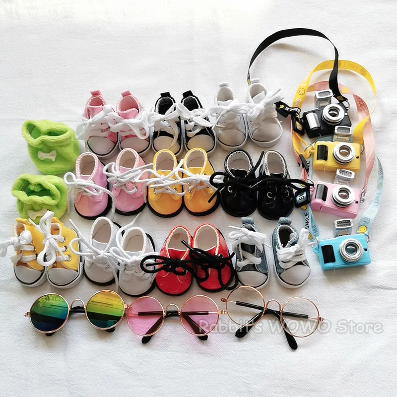 Mini Plush Doll Accessories for 20cm Korea Kpop EXO Idol Dolls Canvas Shoes Leather Shoes Glasses Camera Toy Fans Gift Collectio