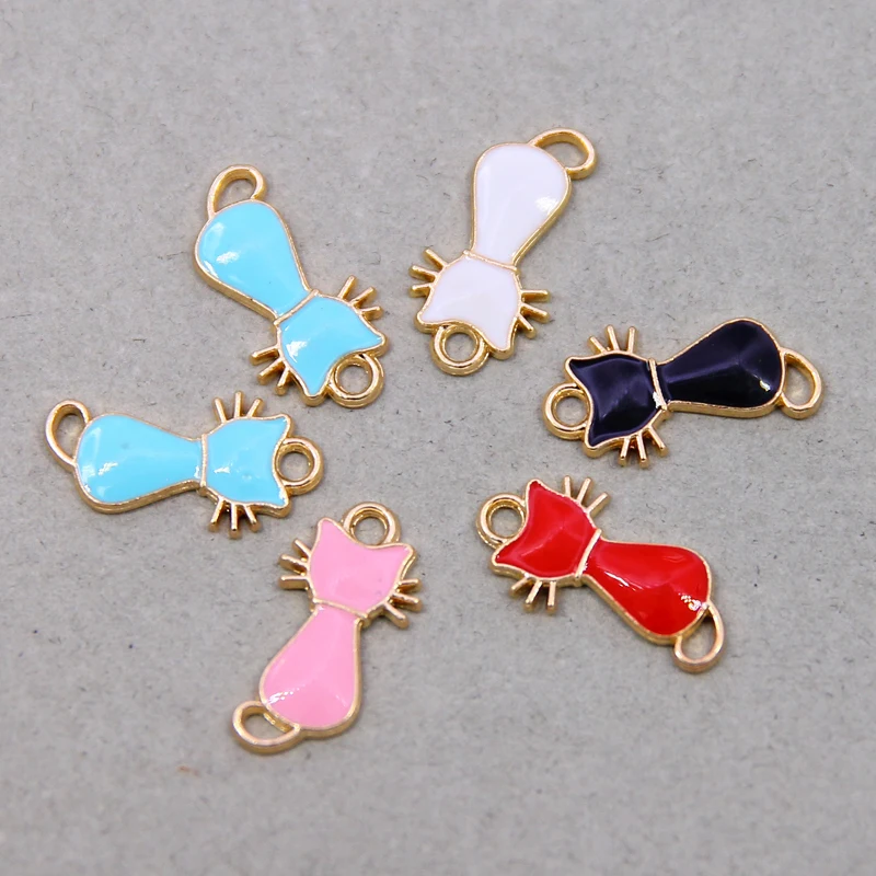 10pcs 21*11mm Enamel Mini Cat Charms DIY for Necklaces Pendants Earrings Cute Animal Charms Handmade Jewelry Making Accessories