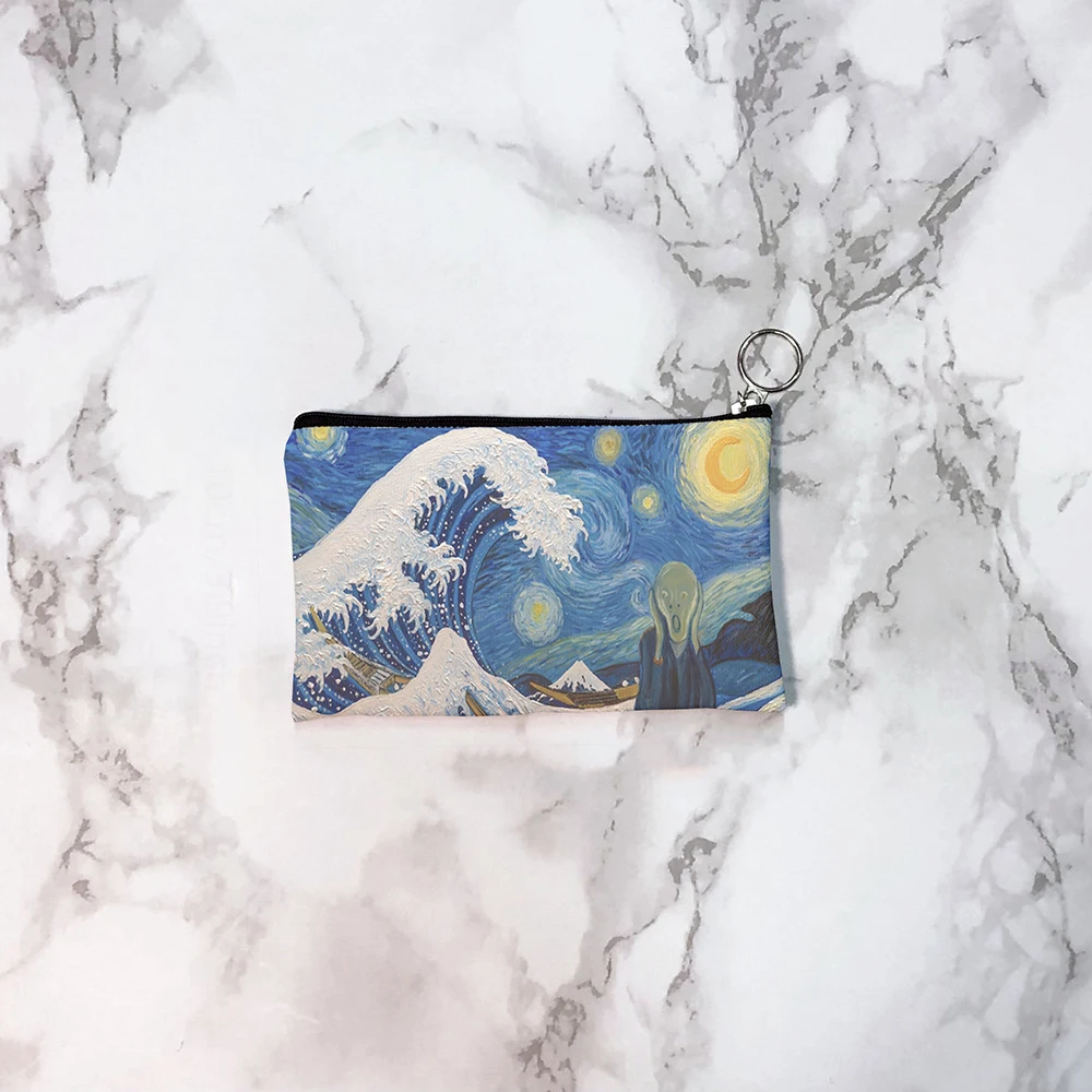 Van Gogh Oil Painting Coin Purse Mini Retro Daily Storage Bag Portable Wallet Lipstick Key Pencil Case Women Canvas Makeup Bag