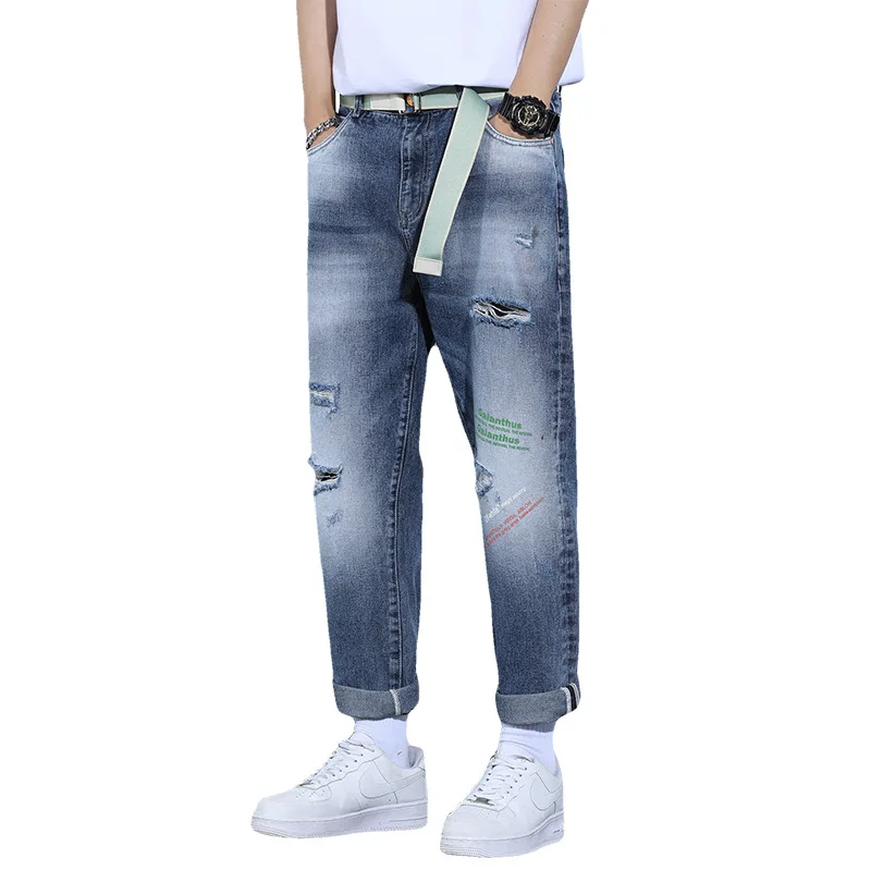 New Men's Loose Straight Stretch Jeans Fashion Casual Personality Classic Style Cotton Denim Blue Pants Male Brand Trousers