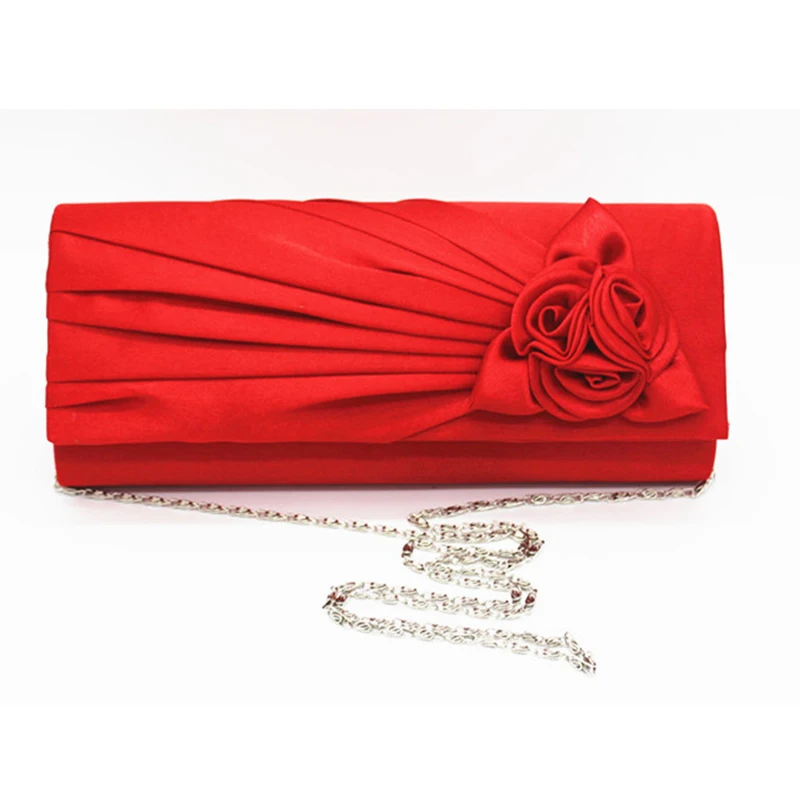 YYW Silk Women Evening Party Bags Clutch Beautiful Flower Shoulder Badg With Chain Luxury Handbags Purse Crossbody Bags Female