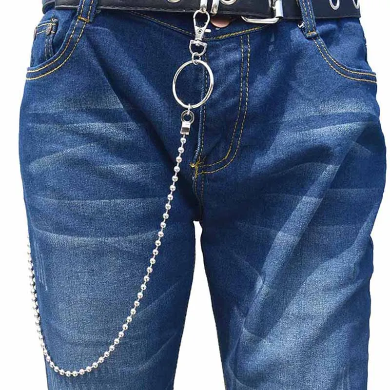 Keychains Padlock Ring Punk Silver Color Alloy Pants Waist Chain Unisex Wallet Trendy Accessories