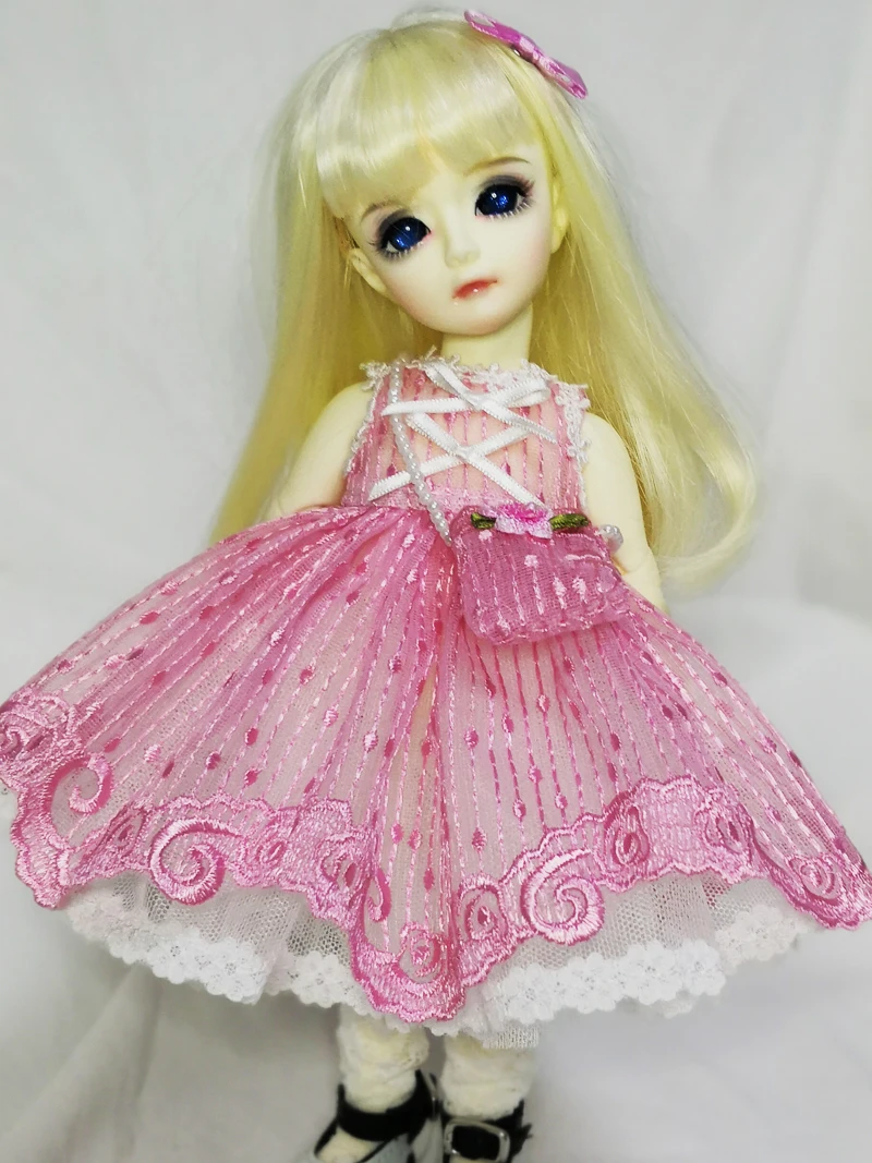 

1/6 bjd doll dress pink lace dress + flower bag for 1/6 BJD YOSD doll accessories doll clothes only dress