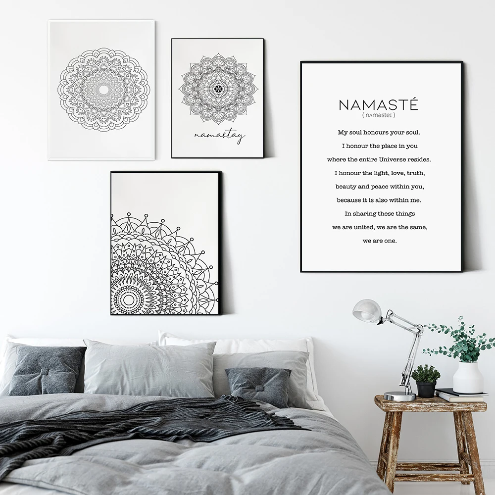 Mandala Abstract Canvas Poster Yoga Wall Art Namaste Quote Print Painting Decorative Picture Modern Living Room Decor No Frame