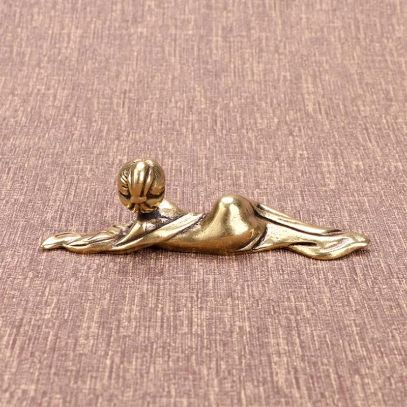 Pure Copper Ancient Maid Figurines Miniature Ornaments Paperweight Vintage Figures Office Desktop Decoration Crafts Accessories