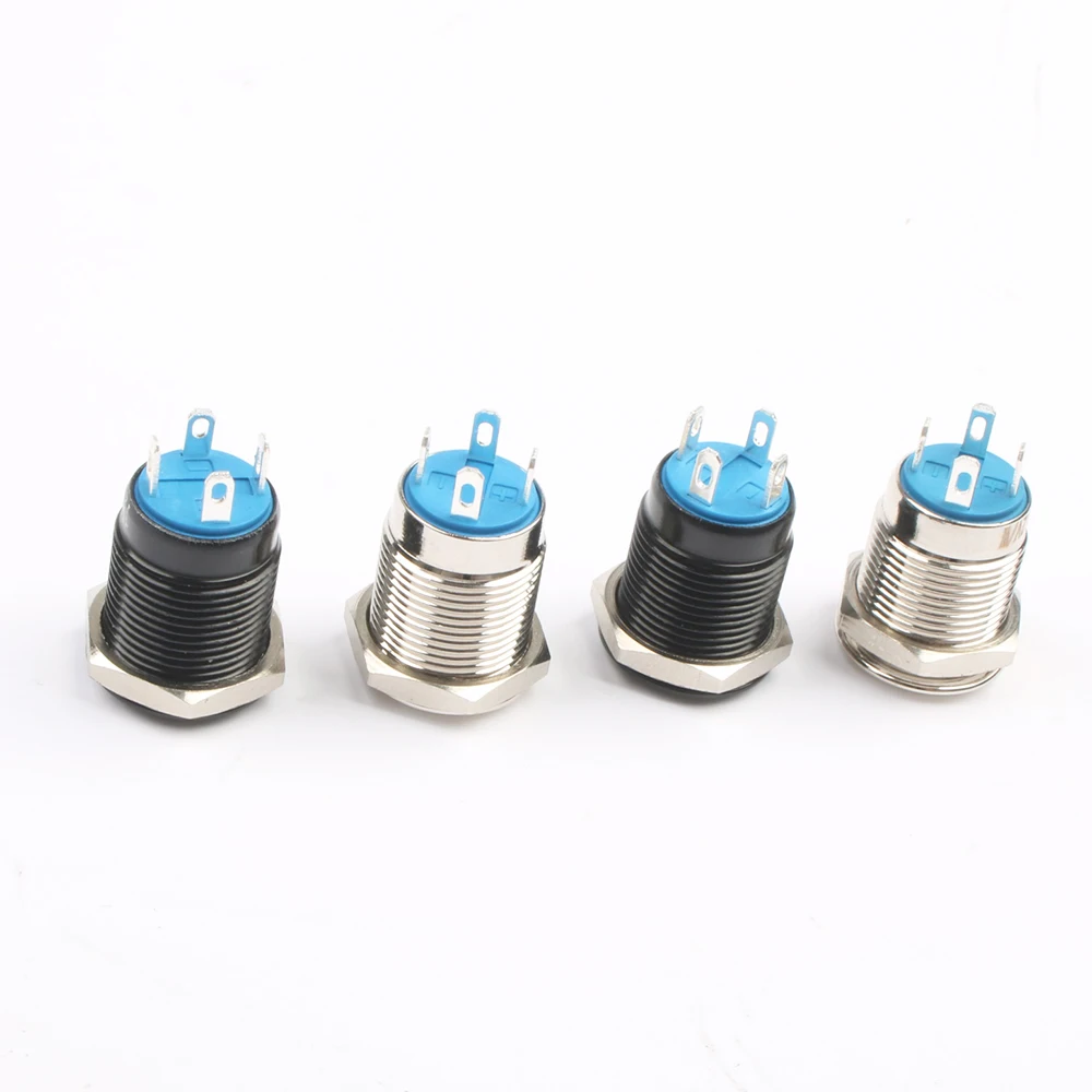 12mm Ring LED Waterproof Momentary Metal Push Button Switch LED Light Shine Car Horn Auto Reset