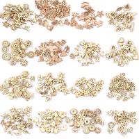 50Pcs Mix Pattern Wood Slices DIY Scrapbook Crafts Supplies Unfinished Wooden Home Decorations Handmade Ornament 25-30mm m2204