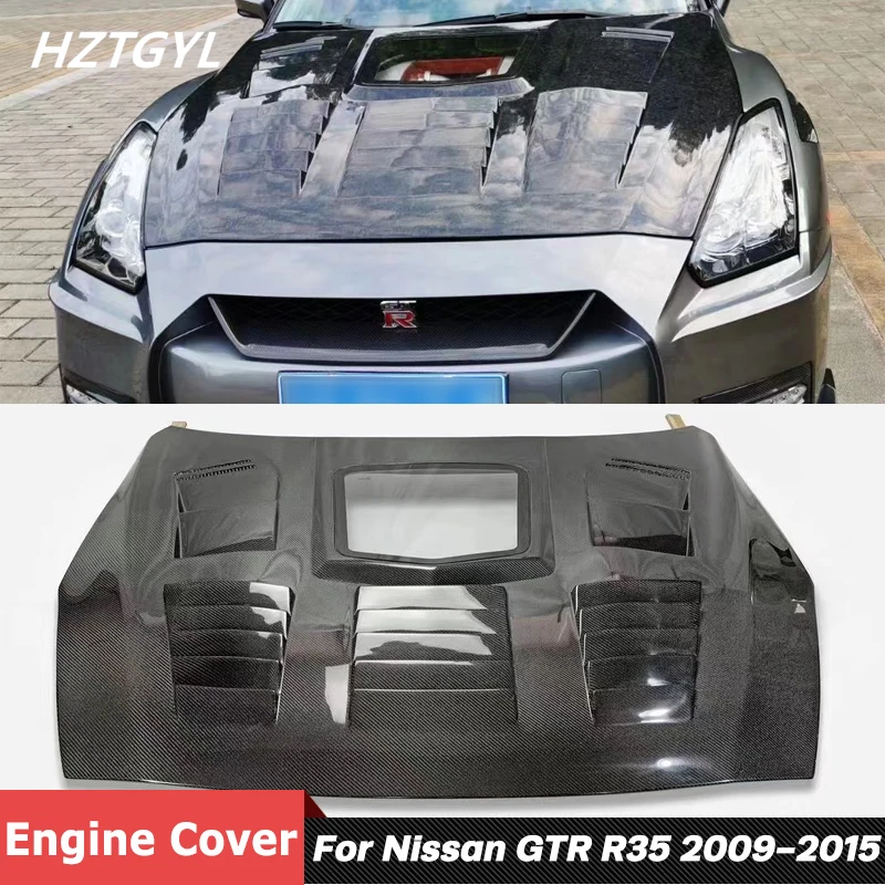 Carbon Fiber Or FRP Material Transparent Front Engine Hood Bonnet Cover For Nissan GTR R35 Car Tuning 2009-2015