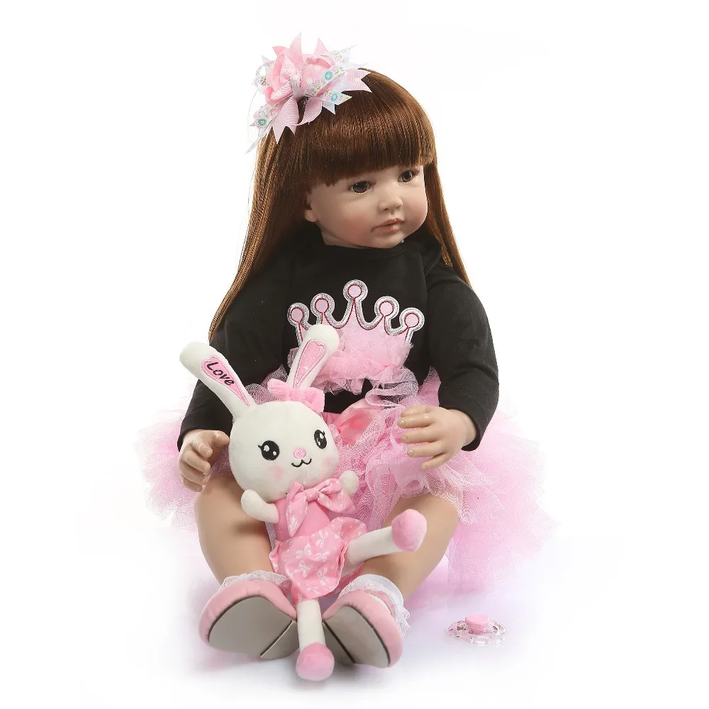 NPK 60cm  Reborn Toddler Princess Handmade Doll Adorable Lifelike Baby Bonecas Girl Kid Bebe Doll With Cloth Body