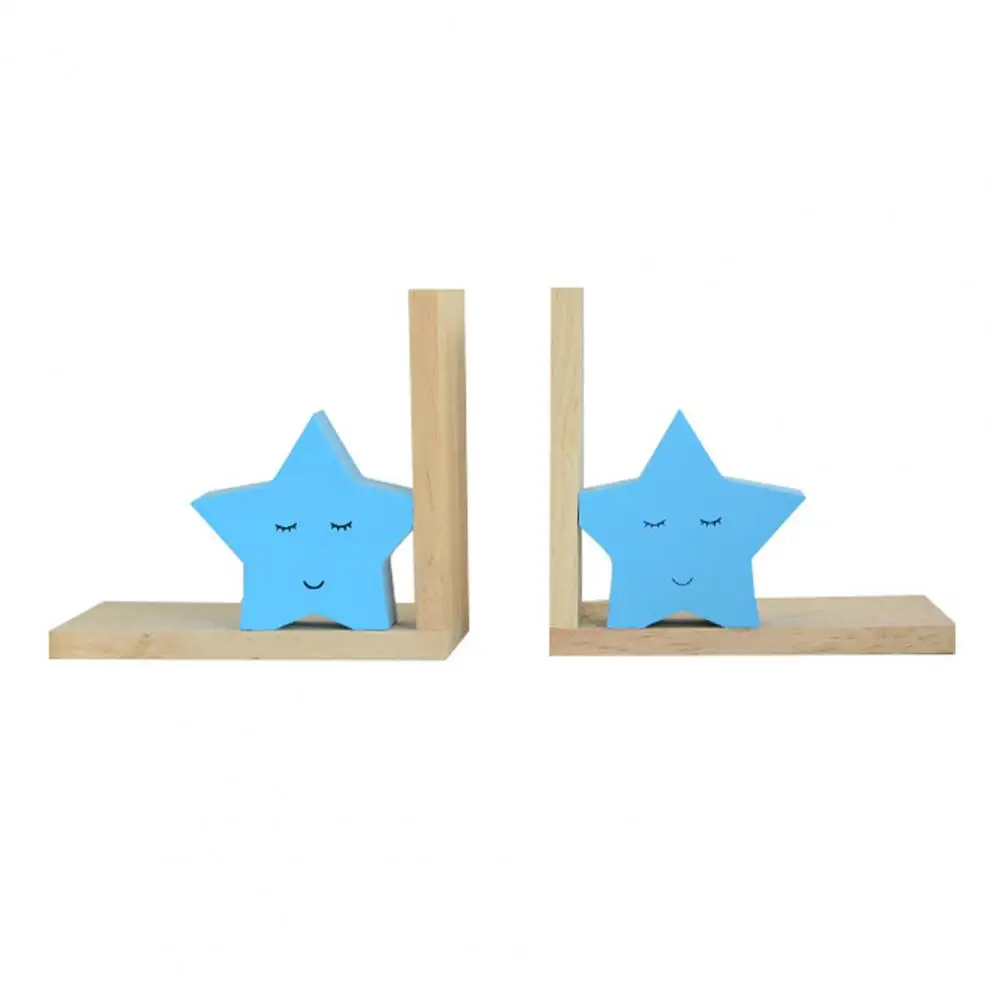 Bookends Book Storage Space-Saving ไม้ Decor ตกแต่งปฏิบัติ Bookshelf Decor ชั้นวางหนังสือ