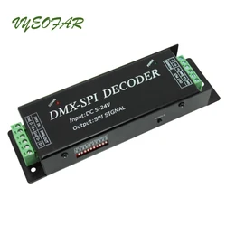 Nuovo LED DMX a SPI Decoder per 2801 6803 2812 2811 IC Strip DC5V 12V 24V Input DMX512 SPI TTL Pixel Signal Converter Controller