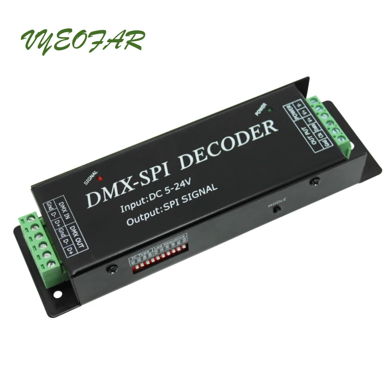 NEW LED DMX TO SPI Decoder for 2801 6803 2812 2811 IC Strip DC5V 12V 24V Input DMX512 SPI TTL Pixel Signal Converter Controller