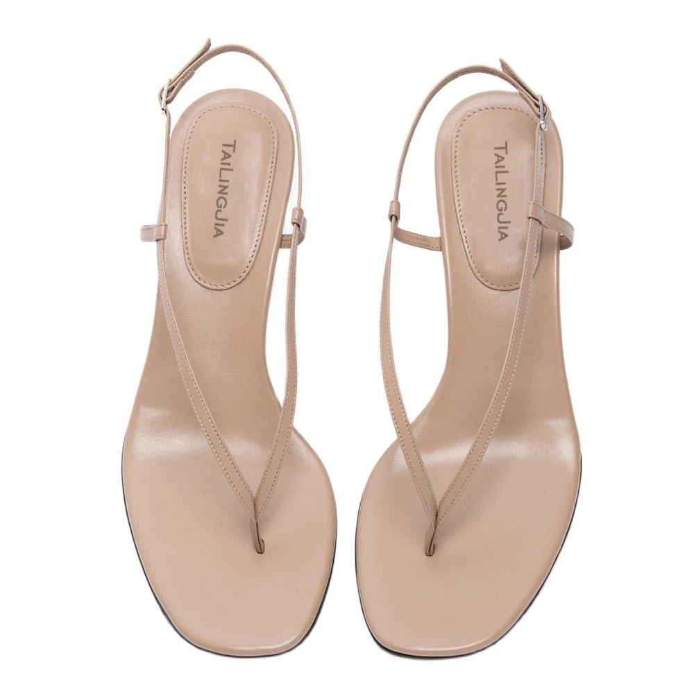 Heeled Strappy Barely There Sandals Women 2021 Heels White Summer Dress Shoes Ladies High Heel Flip Flops Black Female Footwear