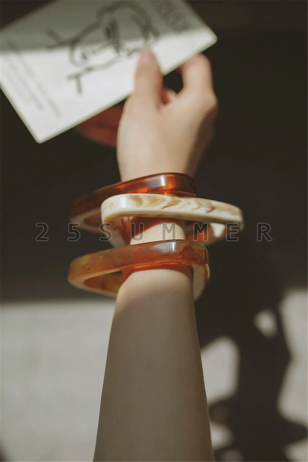 2021 NEW Vintage Multicolor Resin Acrylic Geometric Irregular Square Round Bangle Simple Style Bracelet For Women Jewelery