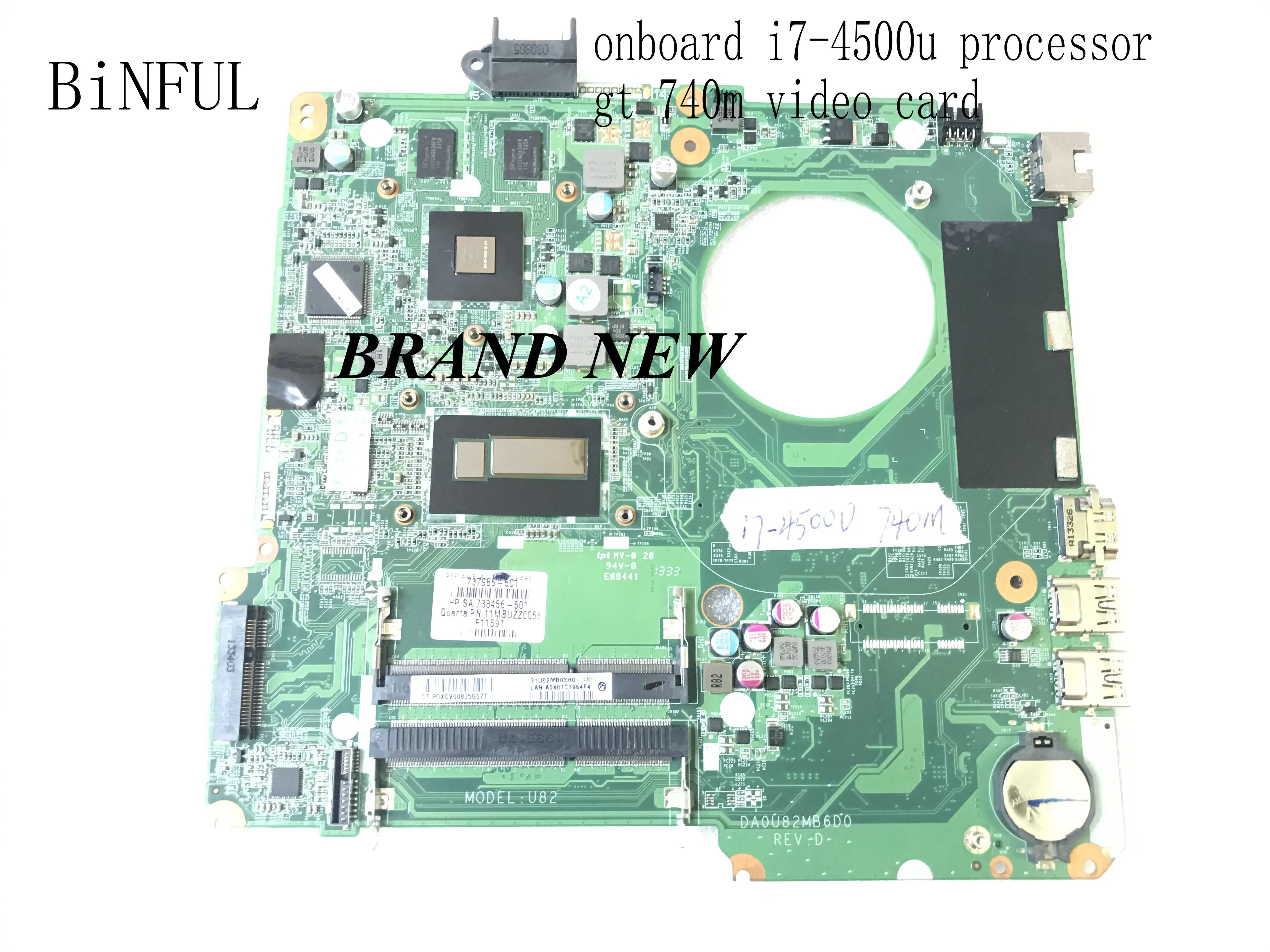 STOCK  DA0U82MB6E0 / DA0U83MB6D0 FOR HP PAVILION 15-N MAINBOARD CPU I7-4510U / I7-4500U GPU GT 740M /HD8600M